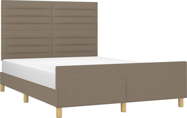 vidaXL Rama κρεβατιού με προσκέφαλο, ταουπέ, 140x200 εκ, επενδυμένη με ύφασμα