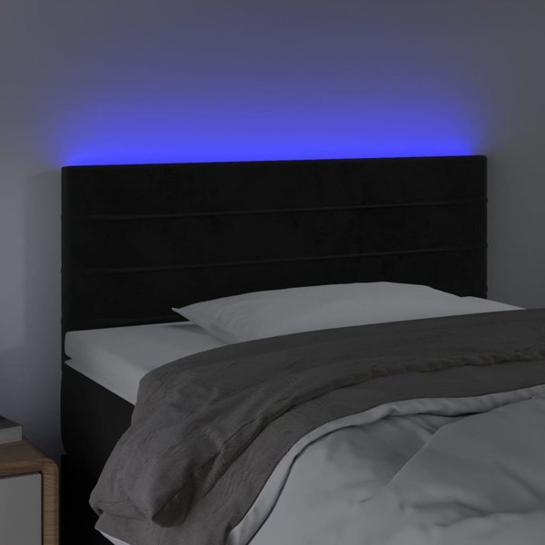 vidaXL Zaglowek do lozka z LED, czarny, 90x5x78/88 cm, aksamit