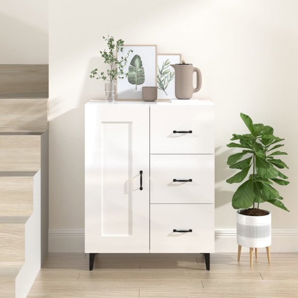 vidaXL Ντουλάπι, λευκό γυαλιστερό, 69,5x34x90 εκ., σύνθετο ξύλο