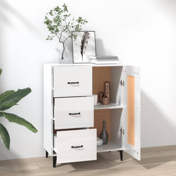 vidaXL Ντουλάπι, λευκό γυαλιστερό, 69,5x34x90 εκ., σύνθετο ξύλο