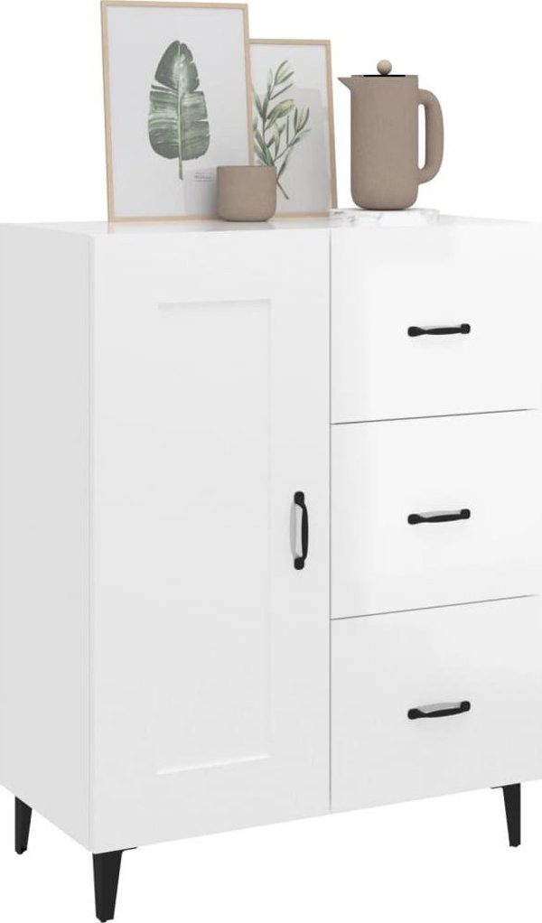 vidaXL Ντουλάπι, λευκό γυαλιστερό, 69,5x34x90 εκ., σύνθετο ξύλο