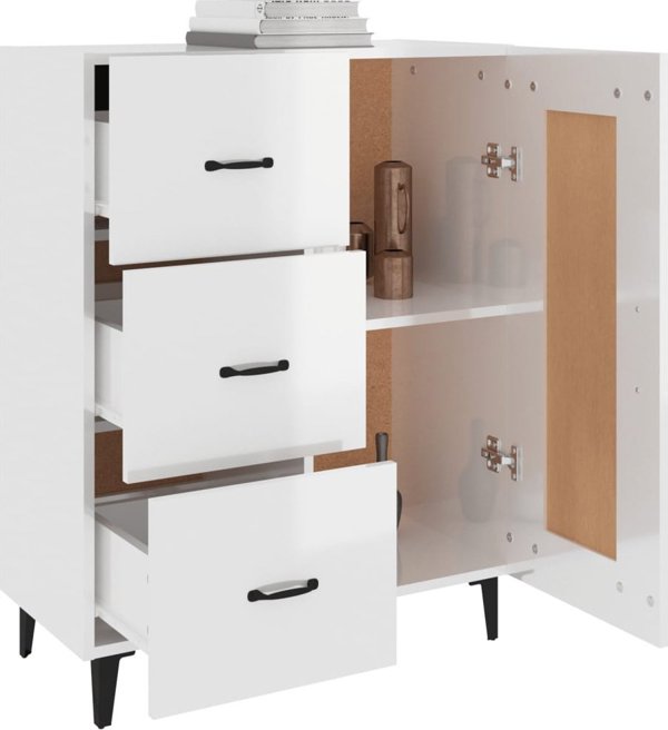 vidaXL Ντουλάπι, λευκό γυαλιστερό, 69,5x34x90 εκ., σύνθετο ξύλο