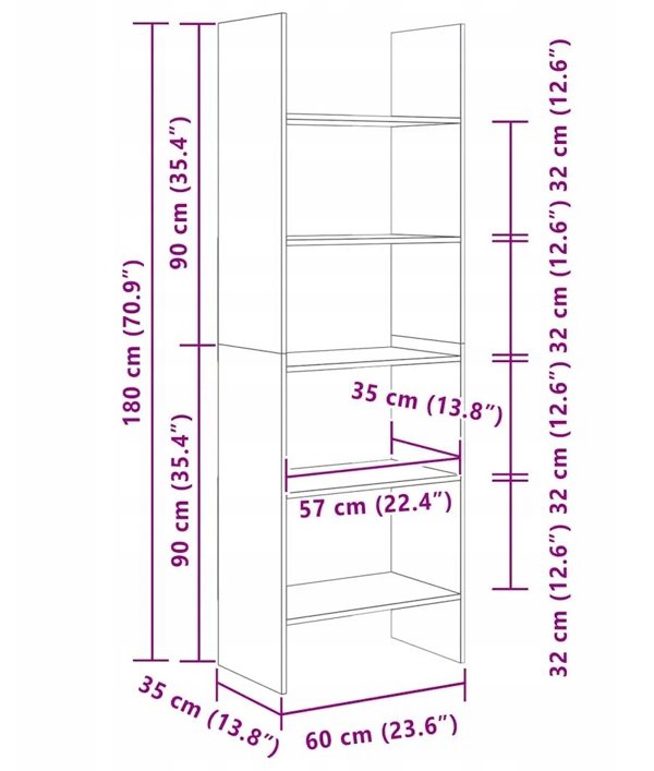 vidaXL Βιβλιοθήκη 60x35x180 cm, Χρώμα Δρυς Artisan