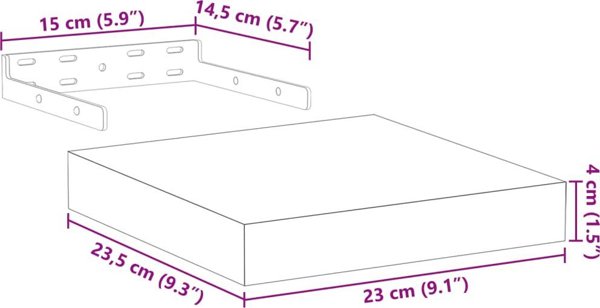 vidaXL Σετ από 4 ράφια, 23x23,5x4 εκ., ξυλοπαγίδα
