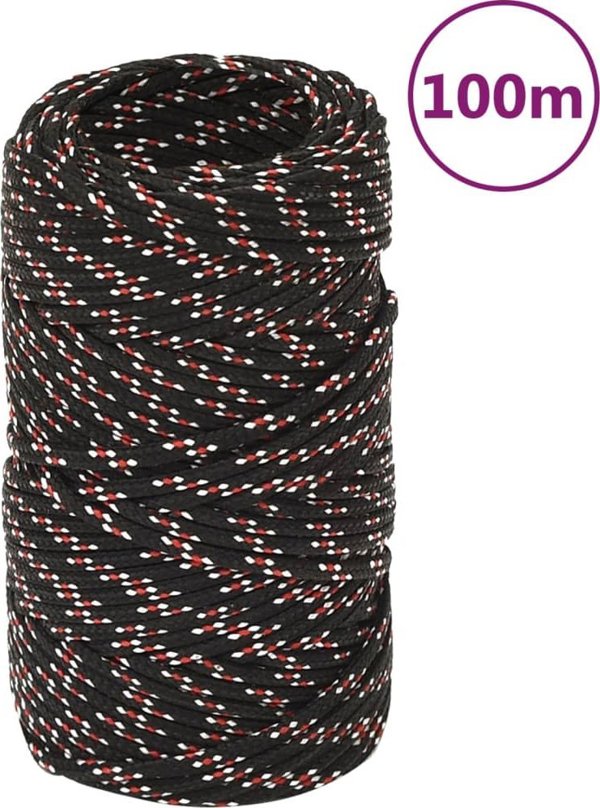 vidaXL Ναυτική τσαμπίδα, μαύρη, 2 mm, 100 m, πολυπροπυλένιο