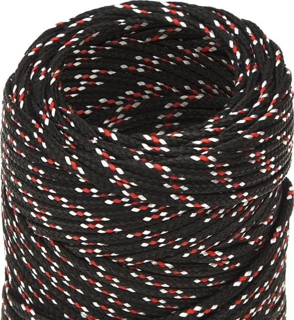 vidaXL Ναυτική τσαμπίδα, μαύρη, 2 mm, 100 m, πολυπροπυλένιο
