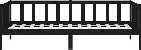 vidaXL Ημερήσιο κρεβάτι, μαύρο, 90x190 cm, μασίφ πεύκο