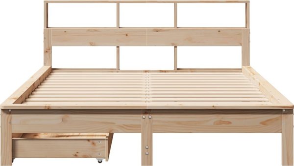 vidaXL Λύκος με ράφι, χωρίς στρώμα, 150x200 εκ., από μασίφ πεύκο