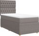 vidaXL Κρεβάτι Continental με Στρώμα, Taupe, Υφασμάτινο, 90x200 cm