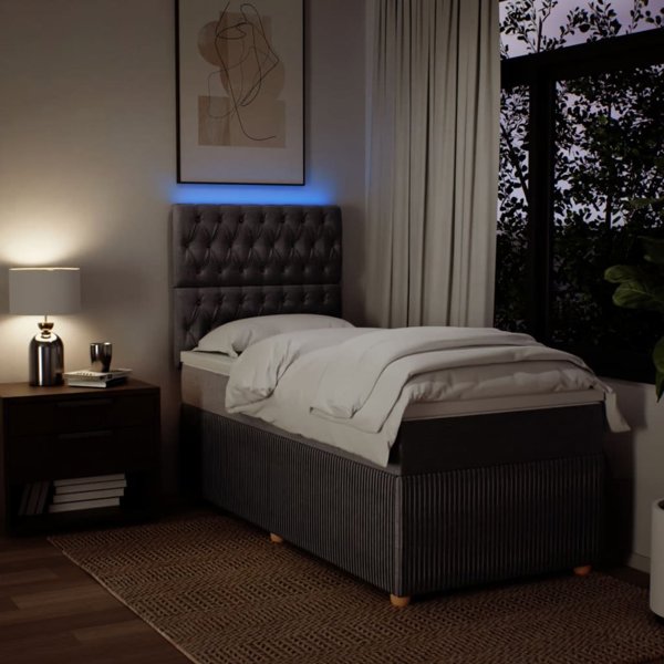 vidaXL Κρεβάτι Continental με Στρώμα, Taupe, Υφασμάτινο, 90x200 cm