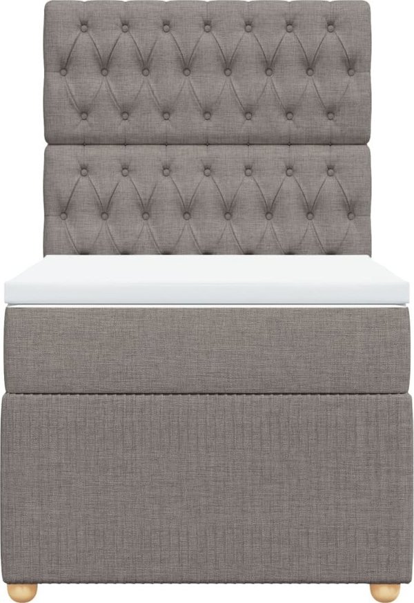 vidaXL Κρεβάτι Continental με Στρώμα, Taupe, Υφασμάτινο, 90x200 cm