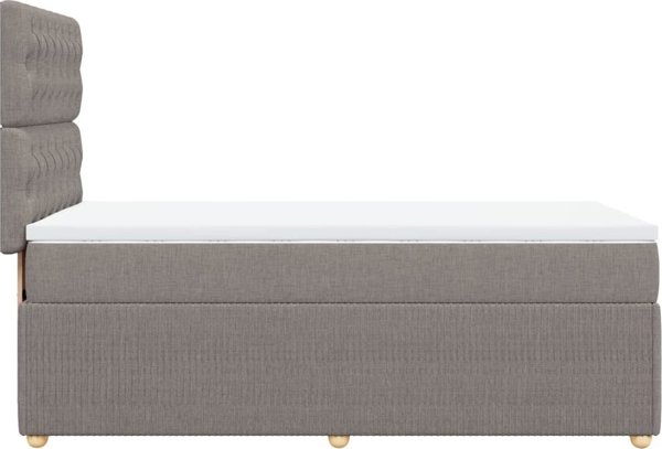 vidaXL Κρεβάτι Continental με Στρώμα, Taupe, Υφασμάτινο, 90x200 cm