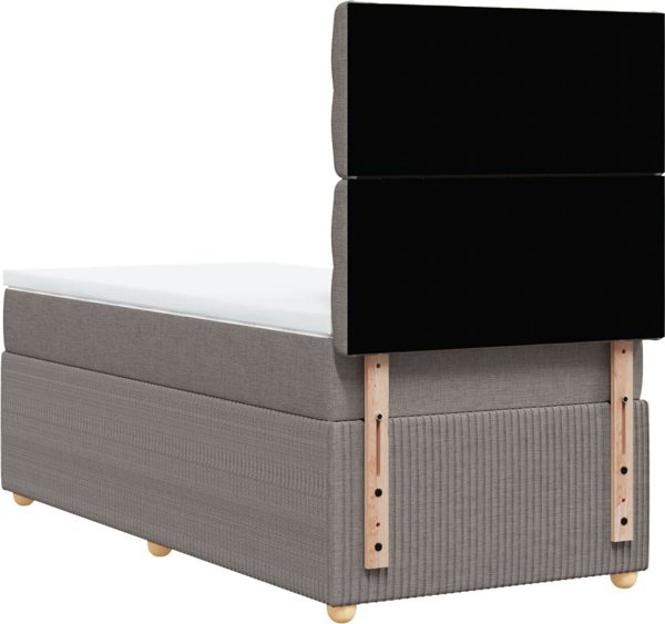 vidaXL Κρεβάτι Continental με Στρώμα, Taupe, Υφασμάτινο, 90x200 cm