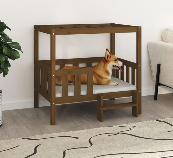vidaXL Κρεβάτι για σκύλο, μέλι-καφέ, 95,5 x 73,5 x 90 εκ, πεύκο