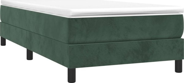 vidaXL Κρεβάτι continental, σκούρο πράσινο, 90x190 cm, επενδεδυμένο με βελούδο