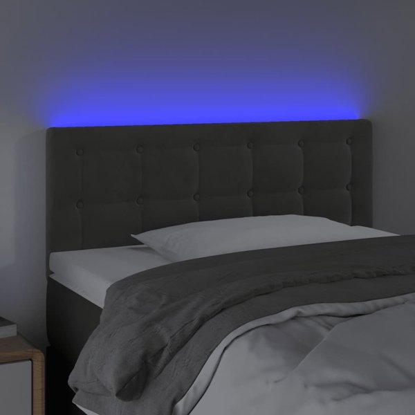 vidaXL Κεφαλάρι κρεβατιού με LED, σκούρο γκρι, βελούδο 90x5x78/88 εκ.