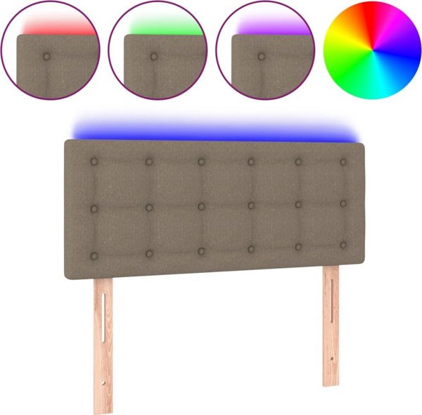 vidaXL Zaglowek do lozka z LED, taupe, 100x5x78/88 cm, tkanina