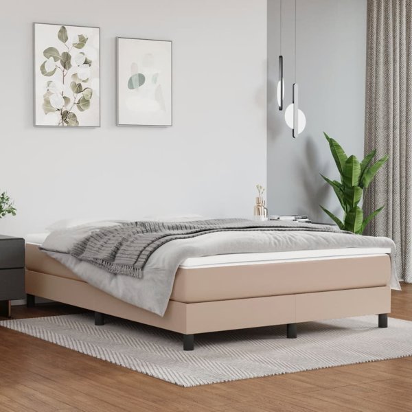 vidaXL Κρεβάτι κοντινεντάλ cappuccino 140x190 εκ. με δερματίνη