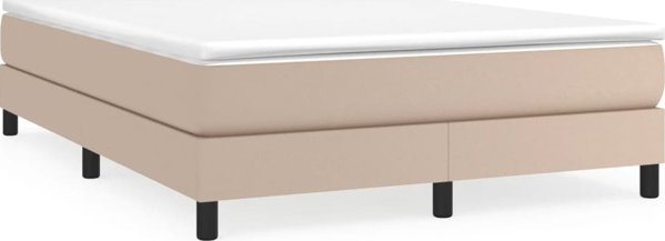 vidaXL Κρεβάτι κοντινεντάλ cappuccino 140x190 εκ. με δερματίνη