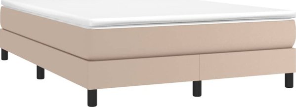 vidaXL Κρεβάτι κοντινεντάλ cappuccino 140x190 εκ. με δερματίνη