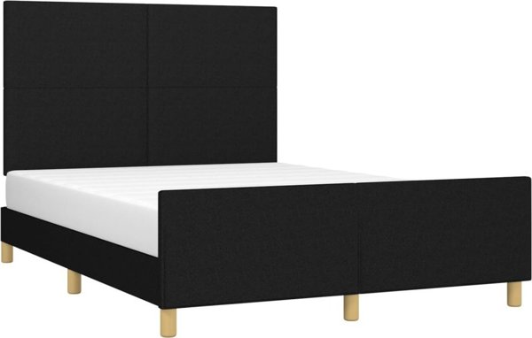 vidaXL Μαύρο Κρεβάτι με Υφασμάτινο Κεφαλάρι 140x200 εκ