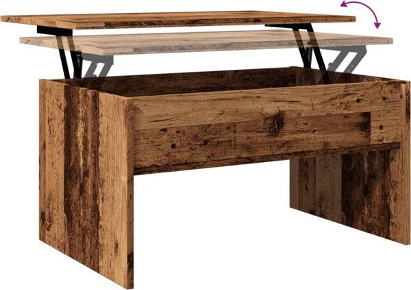 vidaXL Stolik kawowy, stare drewno, 80x50,5x41,5 cm