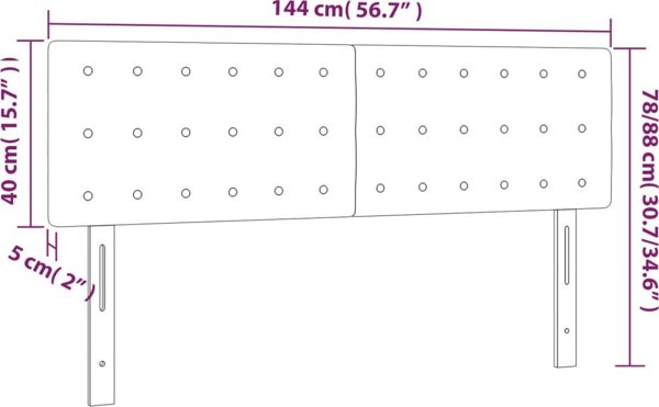 vidaXL Κεφαλαρια για Κρεβάτι, 2 Τεμ., Σκούρο Γκρι, 72x5x78/88 cm, Ύφασμα