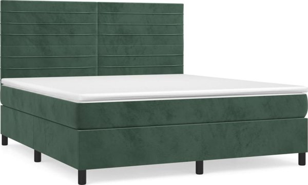 vidaXL κρεβάτι continental με στρώμα σκούρο πράσινο 180x200 cm