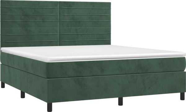 vidaXL κρεβάτι continental με στρώμα σκούρο πράσινο 180x200 cm