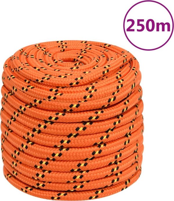 vidaXL Σχοινί ιστιοπλοΐας, πορτοκαλί, 16 χλστ., 250 μ., πολυπροπυλένιο