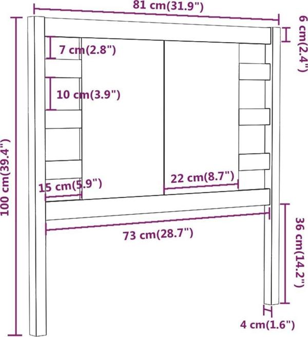 vidaXL Κεφαλάρι κρεβατιού, γκρι, 81x4x100 εκ., από μασίφ πεύκο
