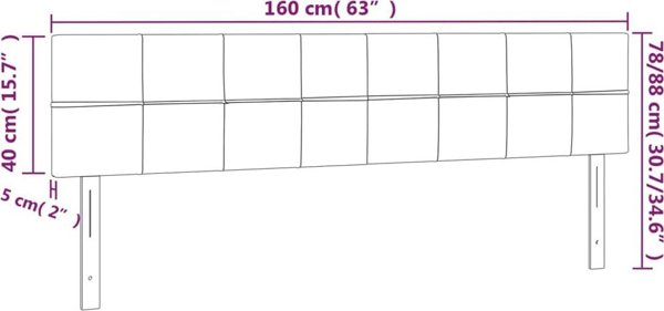 vidaXL Σετ 2 τελιχίων κρεβατιού, σκούρο μπλε, 80x5x78/88 εκ., βελούδο