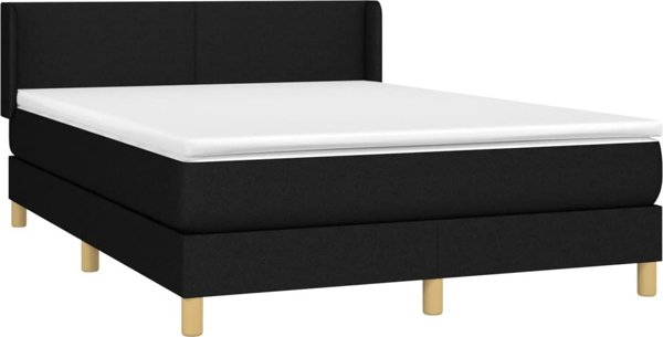 vidaXL Κρεβάτι continental με στρώμα, μαύρο ύφασμα, 140x200 εκ.