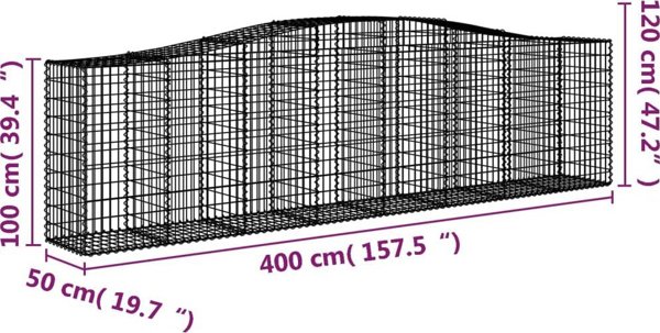 vidaXL Γκαμπιόν Καλάθια 15 τεμάχια 400x50x100/120 cm από Γαλβανισμένο Σίδηρο