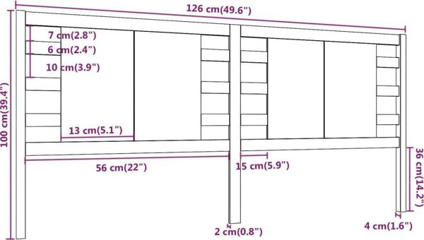 vidaXL Μαυρο προσκεφαλο κρεβατιου απο ξυλο πευκου 126x4x100 εκ.