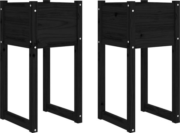 vidaXL vidaXL Donice, 2 szt., czarny, 40x40x81 cm, lite drewno sosnowe