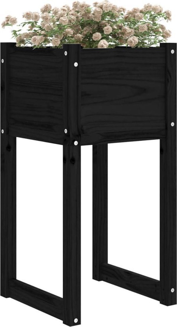 vidaXL vidaXL Donice, 2 szt., czarny, 40x40x81 cm, lite drewno sosnowe