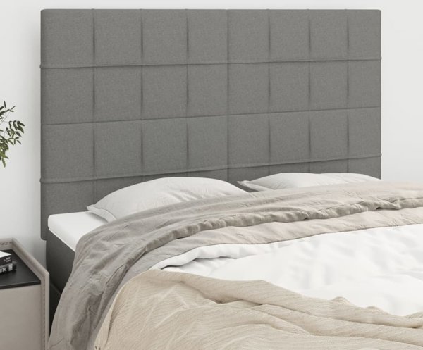 vidaXL Zaglowki do lozka, 4 szt., ciemnoszare, 72x5x78/88 cm, tkanina