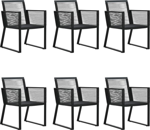vidaXL σετ 7 τεμαχίων επίπλων κήπου, μαύρο, ρατάν PVC