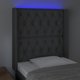 vidaXL Προσκέφαλο Κρεβατιού με LED, σκούρο γκρι, 83x16x118/128 εκ., ύφασμα