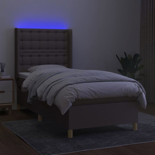 vidaXL Κρεβάτι Continental με στρώμα, ταουπέ, 90x190 cm, υφασμάτινη επένδυση