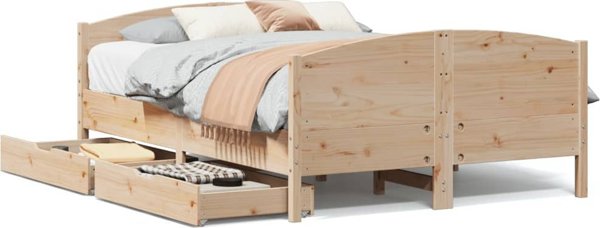 vidaXL Rama lozka bez materaca 135x190 cm lite drewno sosnowe