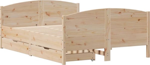 vidaXL Rama lozka bez materaca 135x190 cm lite drewno sosnowe