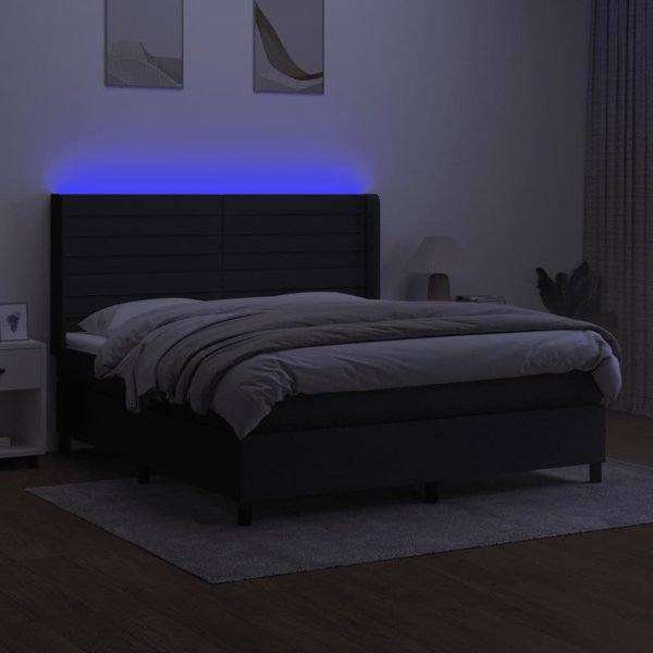 vidaXL Κρεβάτι Continental με Στρώμα, Μαύρο, 160x200 cm, Ύφασμα