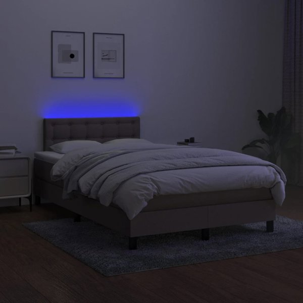 vidaXL Κρεβάτι κοντινεντάλ με στρώμα, taupe, 120x200 εκ., ύφασμα