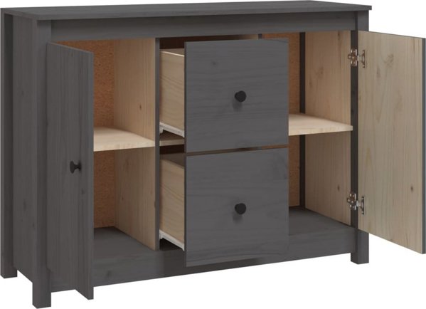vidaXL vidaXL Komoda, szara, 100x35x74 cm, lite drewno sosnowe
