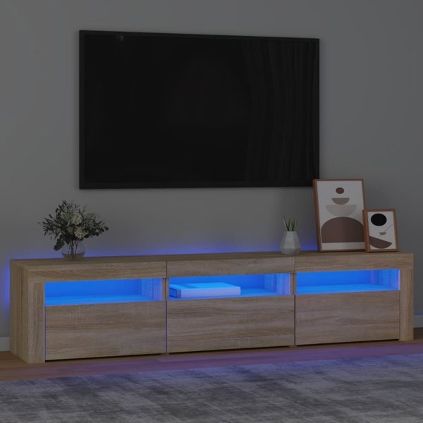 vidaXL Έπιπλο TV με LED φωτισμό, δρυς Sonoma, 180x35x40 εκ.