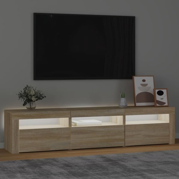 vidaXL Έπιπλο TV με LED φωτισμό, δρυς Sonoma, 180x35x40 εκ.