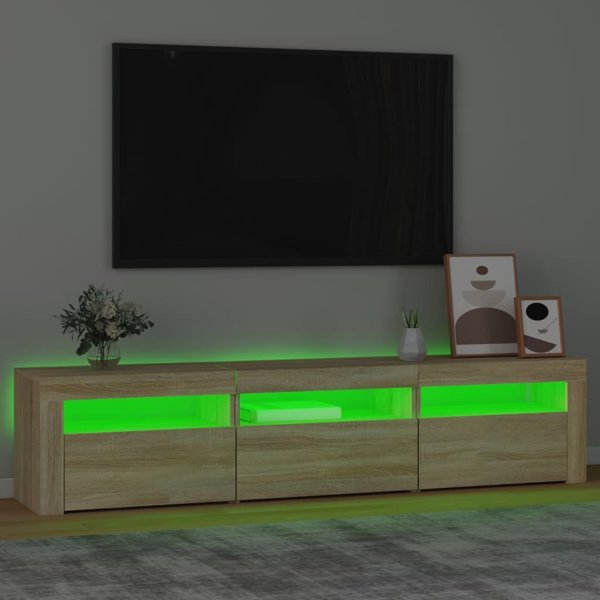 vidaXL Έπιπλο TV με LED φωτισμό, δρυς Sonoma, 180x35x40 εκ.