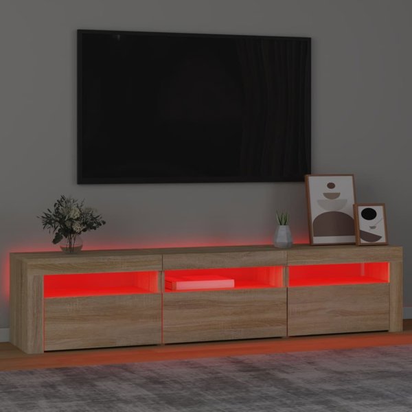 vidaXL Έπιπλο TV με LED φωτισμό, δρυς Sonoma, 180x35x40 εκ.